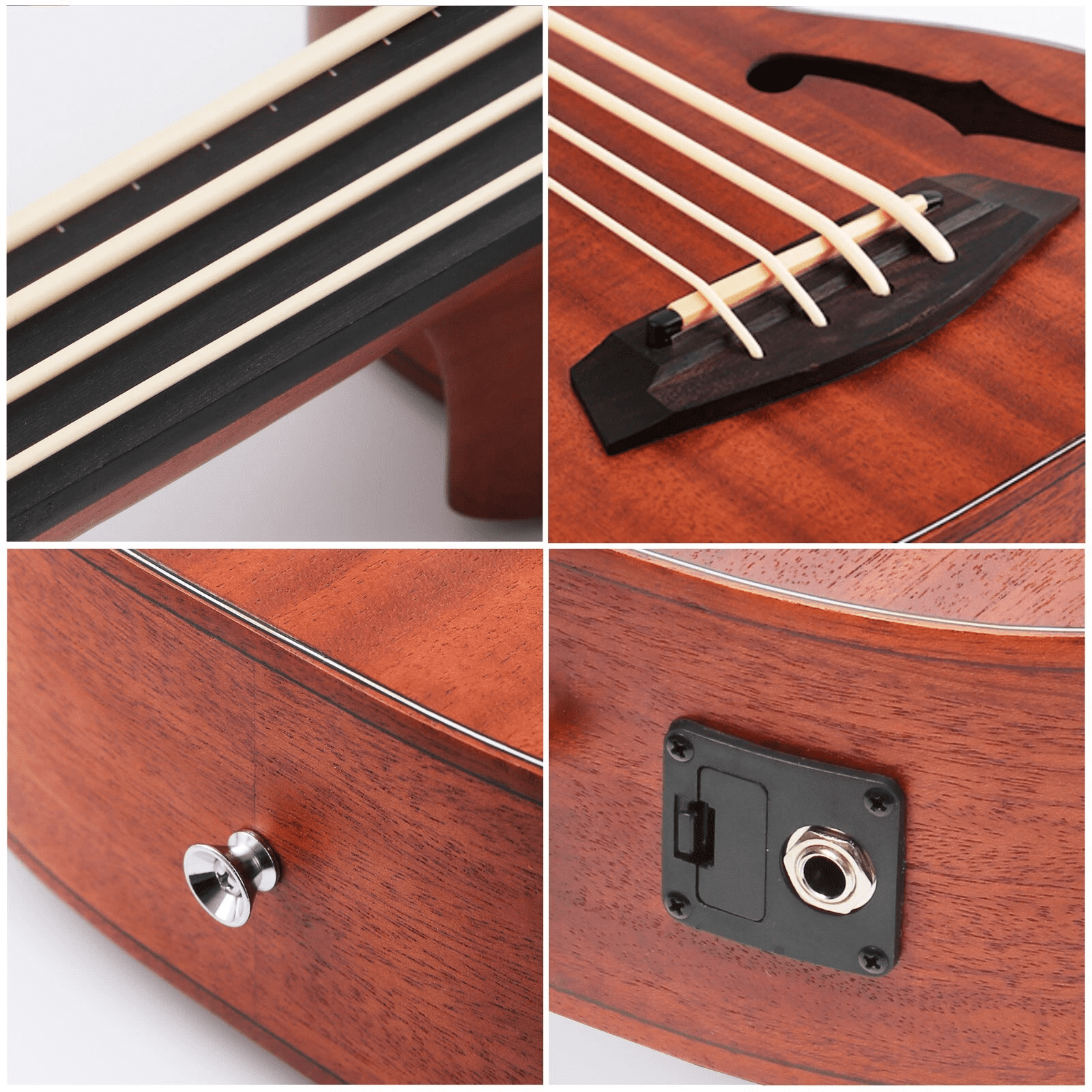 Batking Bass Ukulele For Adults UBass Ukelele Baritone Fretless Electric with F-Holes and Gig Bag 30 Inch Ukulele For Kids