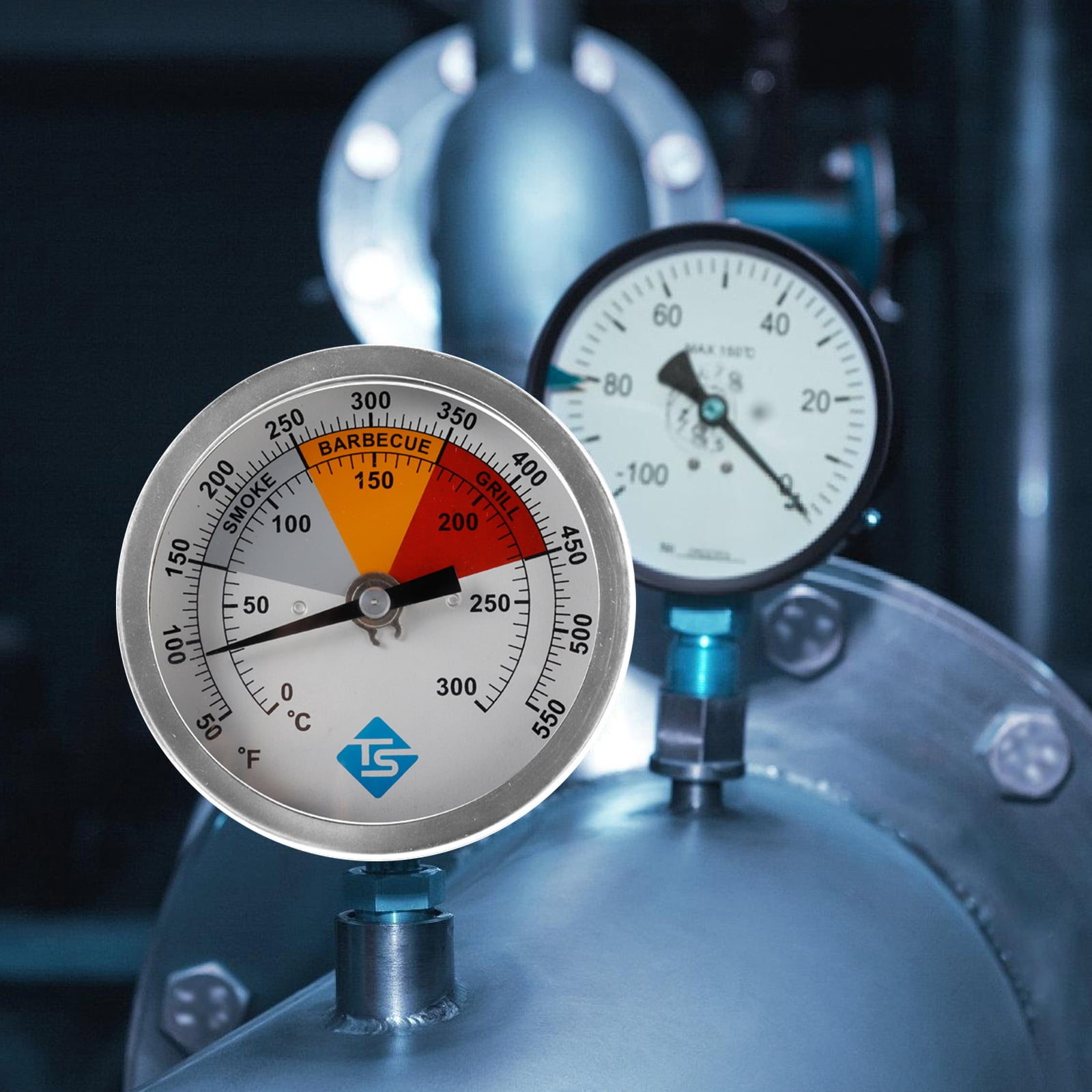 83mm Diameter Round Dials Oven Thermometers 0-300℃/50-550℉ 1/2NPT Thread Stainless Steel Temperature Meter Gauge