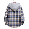 thumbnail image 5 of YAYUBA Hooded Flannel Shirt for Men Casual Button Down Shirt Long Sleeve Plaid Hoodie with Pocket, 5 of 6