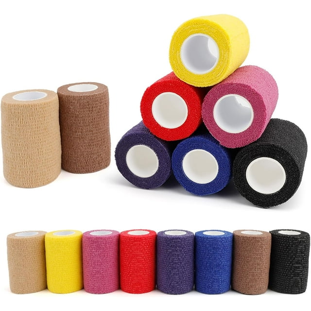 Top - Notch Self-Adhesive Elastic Bandage Wrap - 8 Pack, 3" X 5 Yards, Breathable Tape for Sports, Wrist, Swelling & Pets Multi-colored with superior functionality. Grab one now!