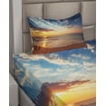 thumbnail image 3 of Ambesonne Scenery Fitted & Top Sheet Set with Sham, Sea Honeymoon Travel, Blue Yellow Brown, 3 of 5