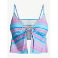 thumbnail image 5 of No Boundaries Multi Stripe Flyaway Tankini Top, Women’s, 5 of 5