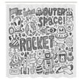 thumbnail image 2 of Ambesonne Outer Space Shower Curtain, Alien Ufo Rocket Sketch, 69"Wx70"L, White Taupe, 2 of 4