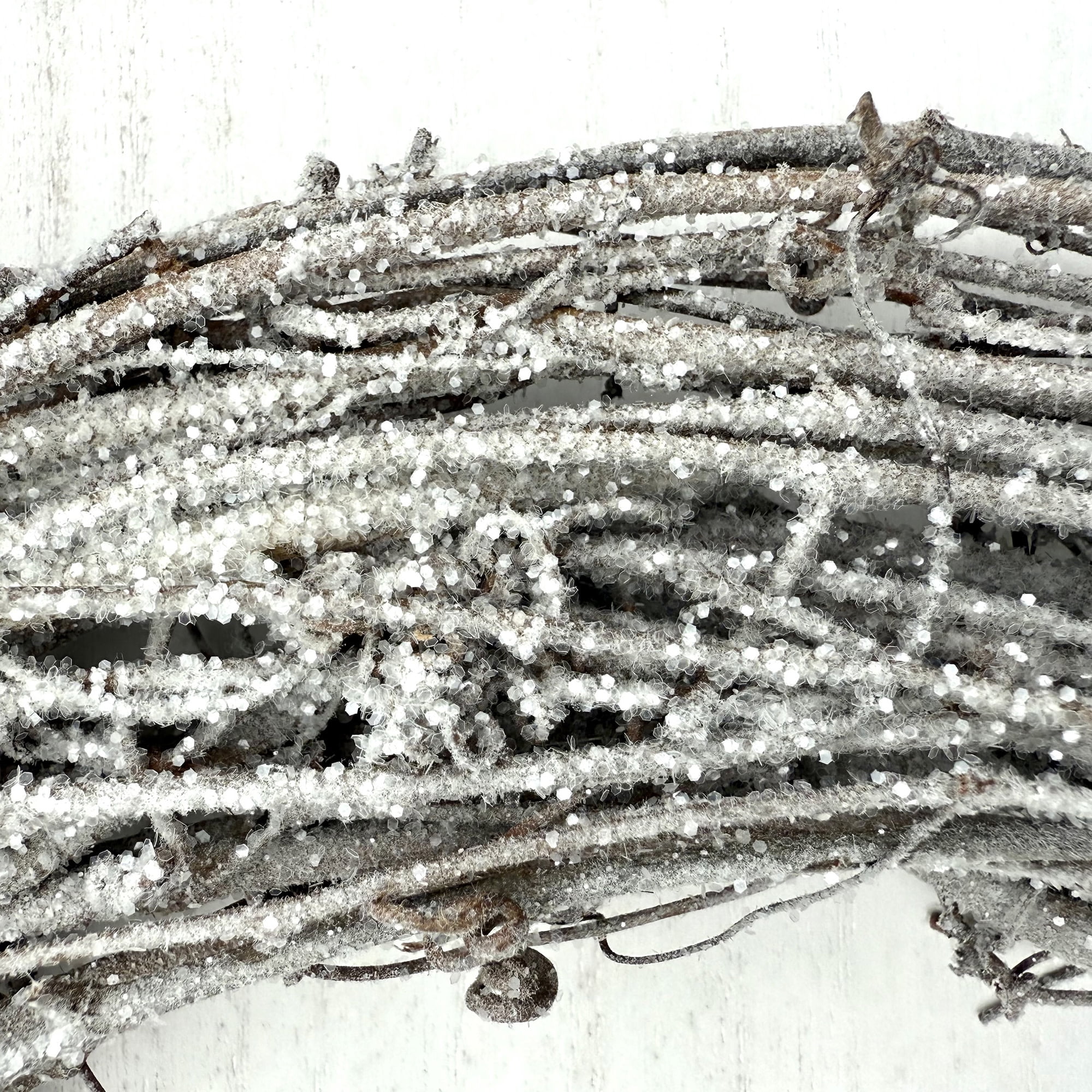 Kraft Lane: 18" Flocked Grapevine Wreath - Glitter Snow Ice - DIY Craft Project, Handcrafted, In-Outdoor Decoration, Behr Paint, Seasonal-Holiday-Home