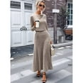 thumbnail image 6 of Womens 2 Piece Skirt Sets Fall Long Sleeve Sweater Dress Casual Knit Midi Dress Travel Outfits Winter Clothes Brown S, 6 of 9