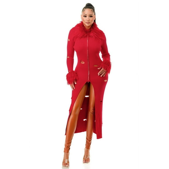 Diva Mode Cardigan Dress Red  S