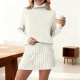 thumbnail image 2 of OJSFQUFP Women Two Piece Outfits Long Sleeve Oversized Pullover Sweaters and Mini Skirt Two Piece Sets, 2 of 8