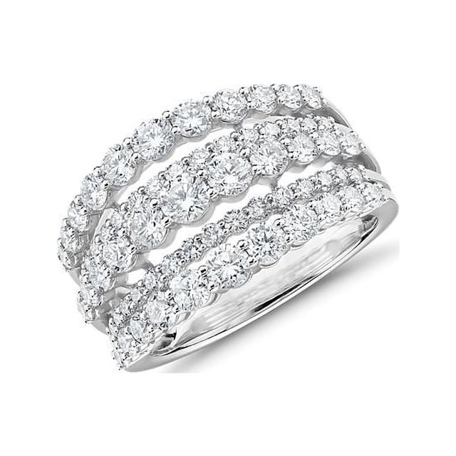2.00 T.C.W Bande d'Éternité de Mariage Diamond Authentique en Forme Ronde pour Femmes Solide 950 Platine Taille 3.5
