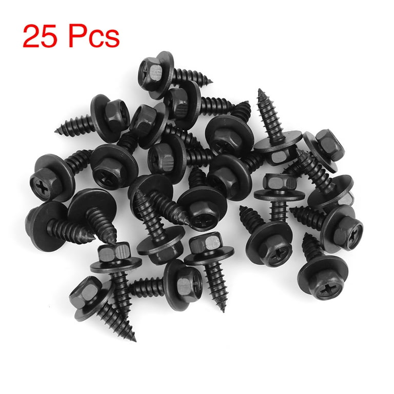 Unique Bargains 25Pcs Car Hex Head Screw with Washer for
