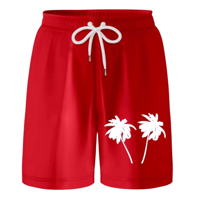 Shorts pour Tout-Petits Garçons Été Décontracté Imprimés Cocotiers Shorts de Plage Vacances Respirants Shorts Bébé Pantalons Rouges 16 Ans-18 Ans