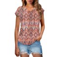 thumbnail image 1 of Eres Más Que una Camisa de Puntuación de Prueba Sexy de Manga Corta Lentejuelas Suelta Camisa de Blusa con Cuello en V, Poliéster, 1 of 8