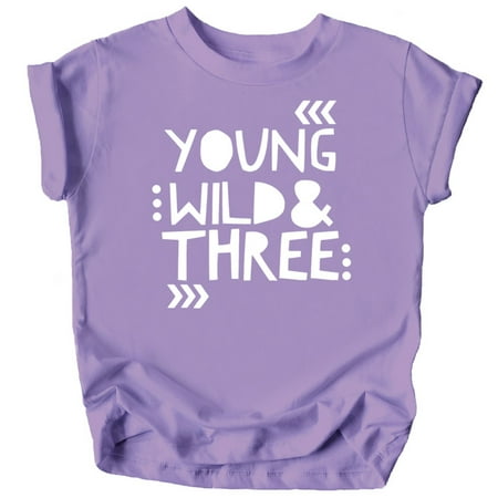 

Young Wild and Three Girls 3rd Birthday Shirt for Toddler Girls Third Birthday Outfit Purple Shirt 5-6