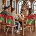 thumbnail image 5 of Christmas Tree Chair Covers Set of 6 Winter Snowflakes Green Gold Tree Watercolor Red Bottom Chair Back Covers Stretch Removable Washable Slipcovers Protector for Dining Room Kitchen Party Decor, 5 of 5