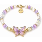 Hummingbird or Butterfly Purple Faith Bracelet for Women, Stretch Beaded Christian Jewelry Psalm 46:10 Gift, Inspirational Gemstone Bracelet for Reflection