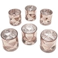 thumbnail image 3 of Koyal Wholesale 3.75" Tall Rose Gold Geometric Mercury Glass Candle Holders, Set of 6 Holders, Bulk Tealight Holders, 3 of 5