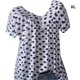 thumbnail image 3 of Qarigey Nomeni - Blusa de manga corta para mujer, talla grande, informal, con cuello en V, con lunares Prendas para la parte del cuerpo Blanco XL Qarigey AP001865-04, 3 of 6