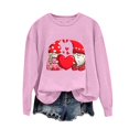 thumbnail image 5 of ibuvkizy Sweatshirt for Women Valentine's Day Round Neck Lover's Love Print Sweatshirt Long Sleeved Pullover Top/shirt Pink,L, 5 of 6