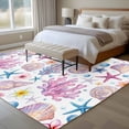 thumbnail image 4 of Summer Beach Large Area Rugs 8x10 ft Ocean Starfish Shell Coastal Conch Coral Flower Washable Rug Non Slip Indoor Carpet Absorbent Floor Mat for Living Room Bedroom Dining Room, 4 of 9