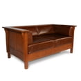 thumbnail image 3 of Crafters and Weavers Arts and Crafts Leather Side Loveseat in Chestnut Brown, 3 of 7