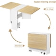 thumbnail image 3 of Garvee Table à Manger Pliant de 47,2 Pouces, Pliant et Extensible, 6 Roues et 2 Tablettes de Rangement, Blanc et Chêne, 3 of 9