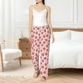 thumbnail image 4 of Salouo Strawberry Flower Print Women's Pajama Pants Casual Loose Sweatpants PJs Flowy Pants Drawstring Palazzo for Women Wide Leg Pants Lounge Pajama -Small, 4 of 8