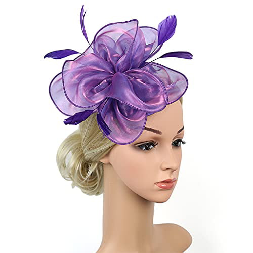 Gionforsy Pillbox Fascinator Veil Feather Derby Hat Lace Gloves Pearl Necklace