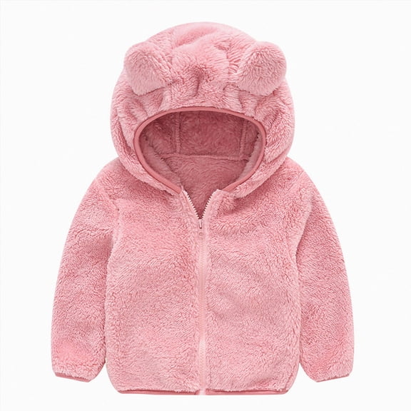 WUANDIXFA Baby Boy Jacket 6 12 18 24 Months 3T 4T 5T Baby Hooded Zip-Up Winter Coats Jacket for Baby Boys Girls Kids Toddler Infants Outerwear,Pink,6-12 Months