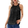 thumbnail image 1 of Sin mangas de lentejuelas tanque brillo cuello redondo chispa lentejuelas tanque camisa para mujer señora verano, 1 of 6