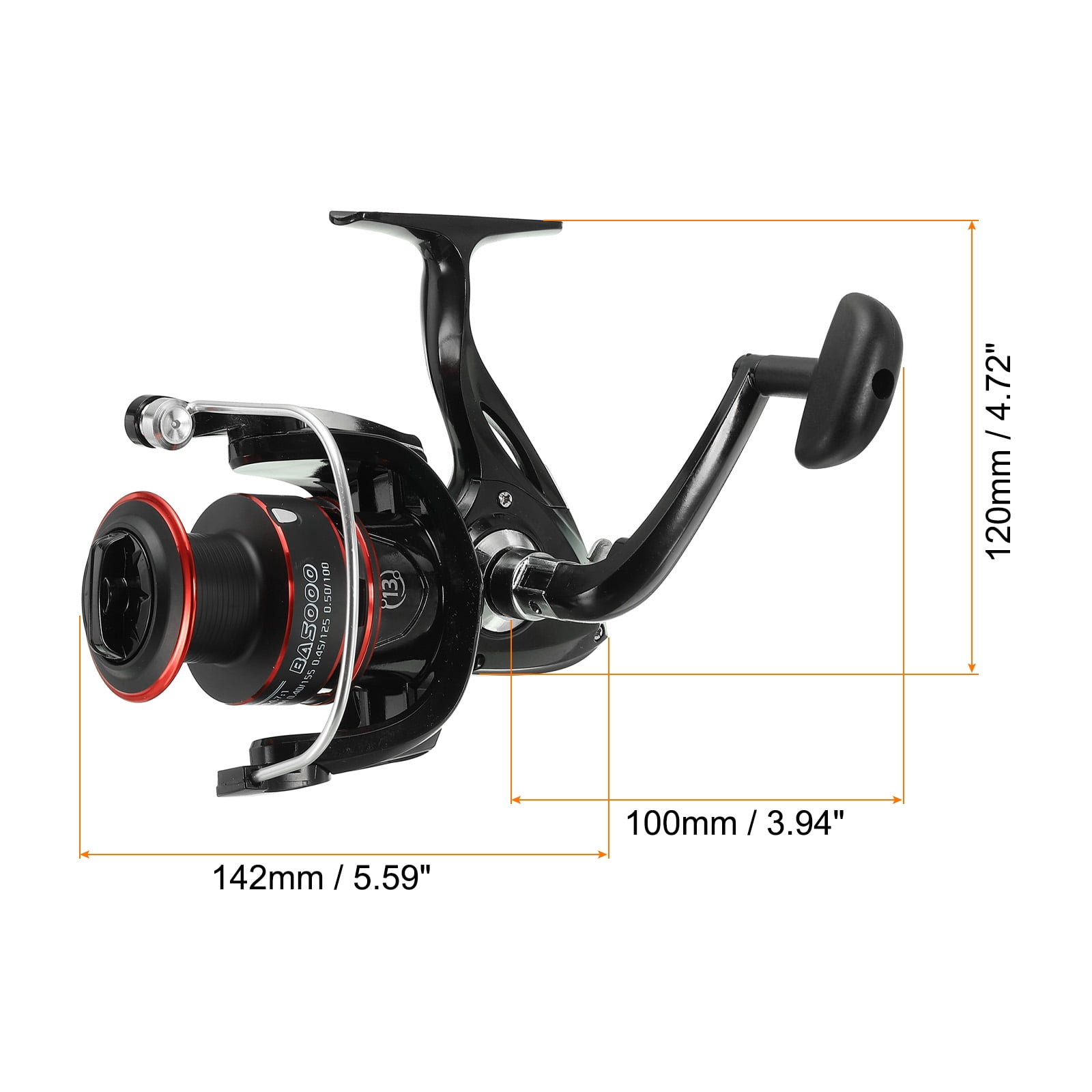 Uxcell BA5000 Fishing Reel, Ultra Smooth Powerful Fishing Reels, 4.7:1 Gear Ratio, Black