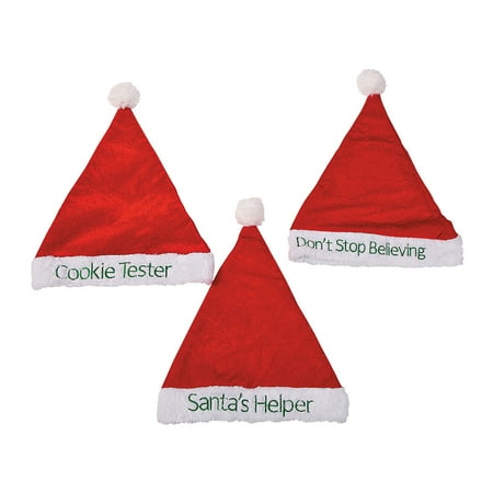Santa Hats With Fun Sayings for Christmas - Apparel Accessories - Hats - Misc Hats - Christmas - 6 Pieces