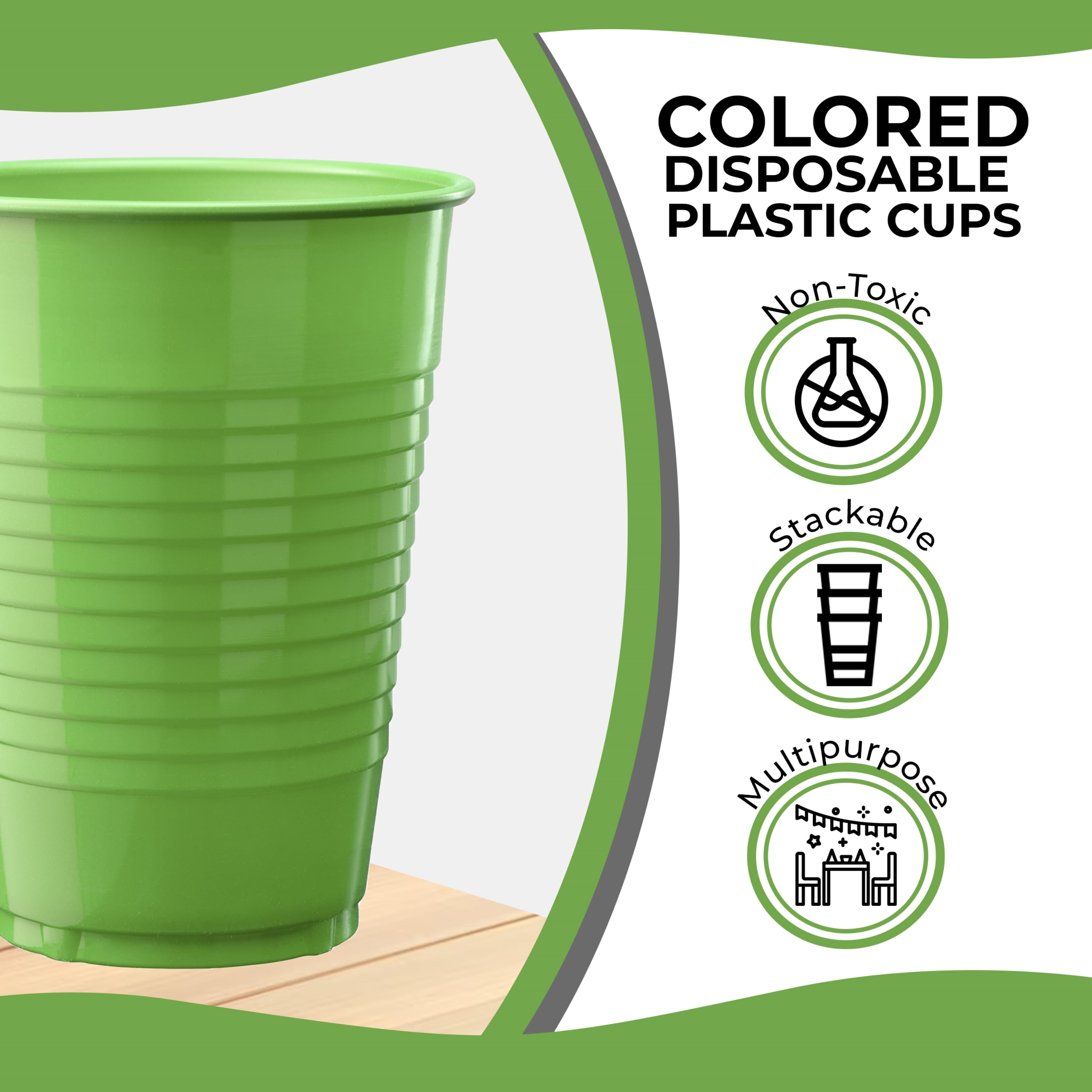 18 OZ LIME GREEN PLASTIC CUP :: Colored Plastic Cups :: Catering