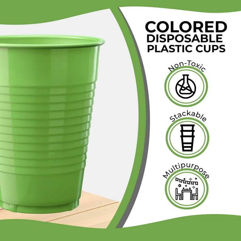 Exquisite Lime Green Heavy Duty Disposable Plastic Cups, Bulk