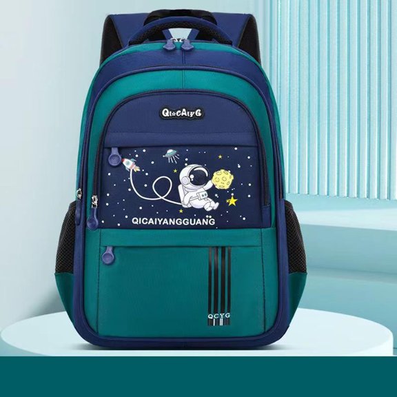 Space Astronaut Print Large Capacity Backpack, Ergonomic Lightweight Multi Pocket Nylon Daypack for School Travel Daily