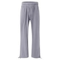 thumbnail image 4 of Outfmvch Flowy Pants for Women Flowy Drawstring High Waist Casual Drawstring Flowy Pants Pedal Pushers for Women Long Lounge Travel Pants Linen Pants Vacation Beach Trousers Gray S-3XL, 4 of 6