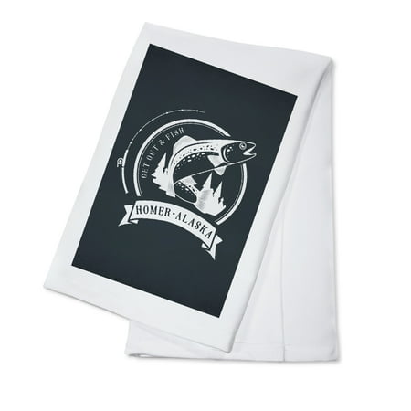 

Homer Alaska Get Out and Fish Contour (100% Cotton Tea Towel Decorative Hand Towel Kitchen and Home)