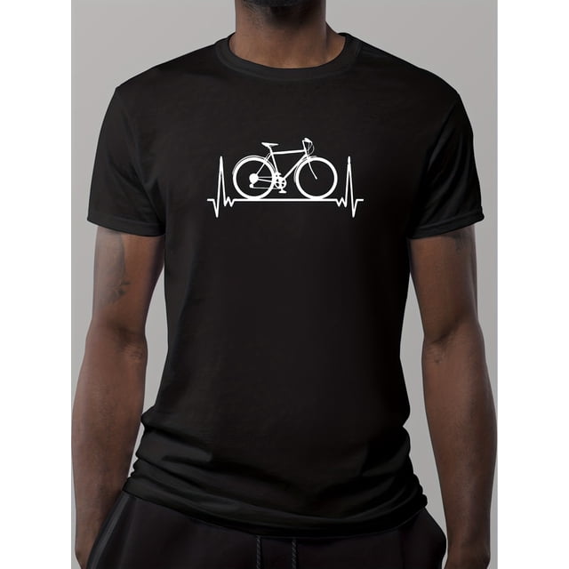 Stylish Bicycle Pattern Print Men's Comfy Chic T-shirt, Graphic Tee Men's Summer Outdoor Clothes, Men's Clothing, Tops For Men, Gift For Men