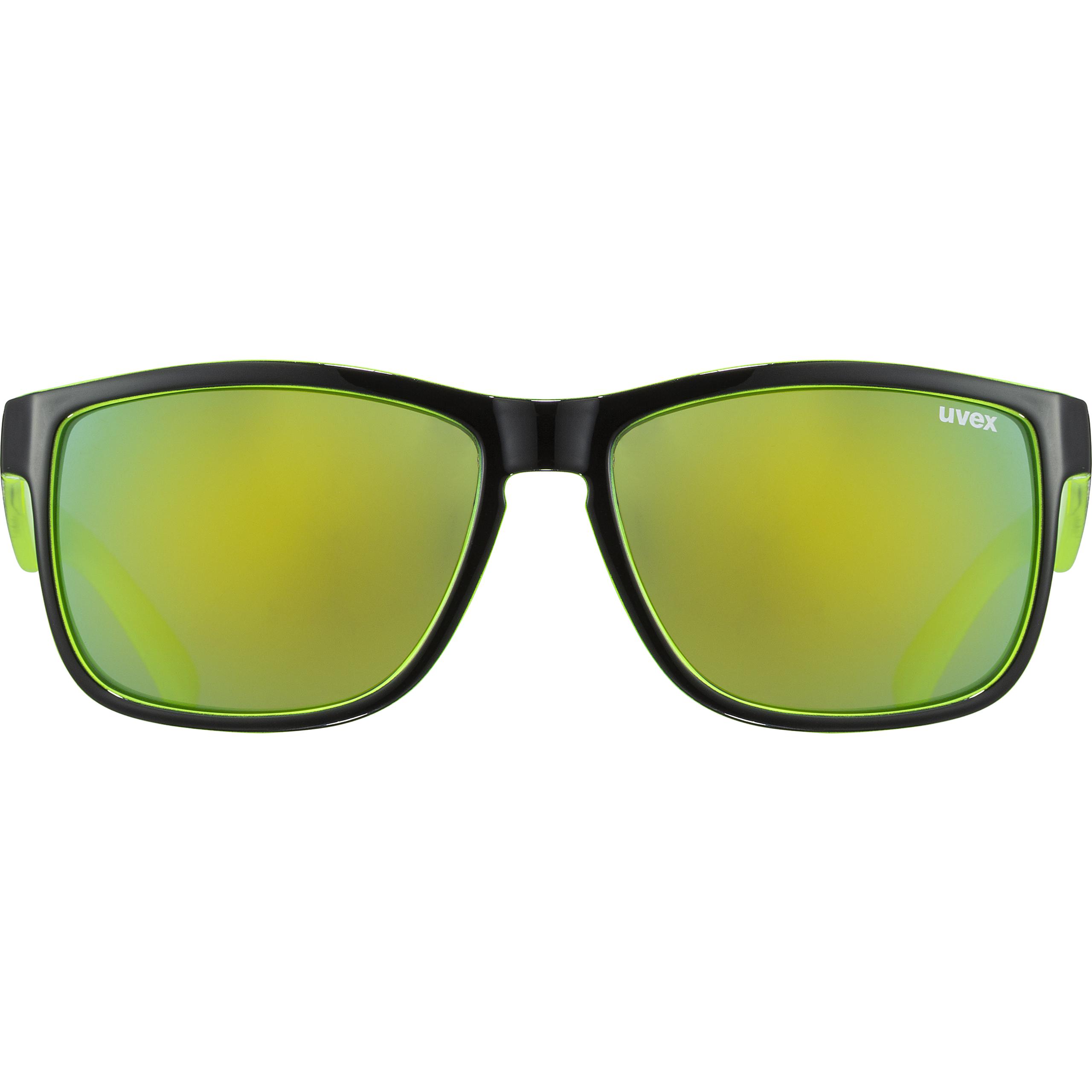 Uvex LGL 39 Sunglasses - Full UV Defense and Lightweight Comfort - Black Lime/Mirrored Yellow