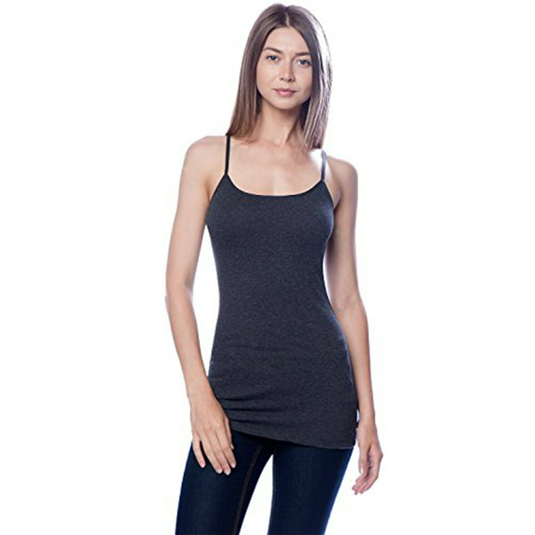 Essential Basic Women Value Pack Long Camisole Cami - Magenta, White,  HCharcoal, Black, Small