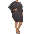 thumbnail image 2 of MOA COLLECTION Women's Plus Size Solid Loose Fit 3/4 Dolman Sleeve Casual Midi Dress, 2 of 5