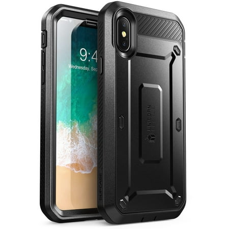 iPhone X Case, SUPCASE Full-body Rugged Holster Case with Built-in Screen Protector, Iphone X, Black