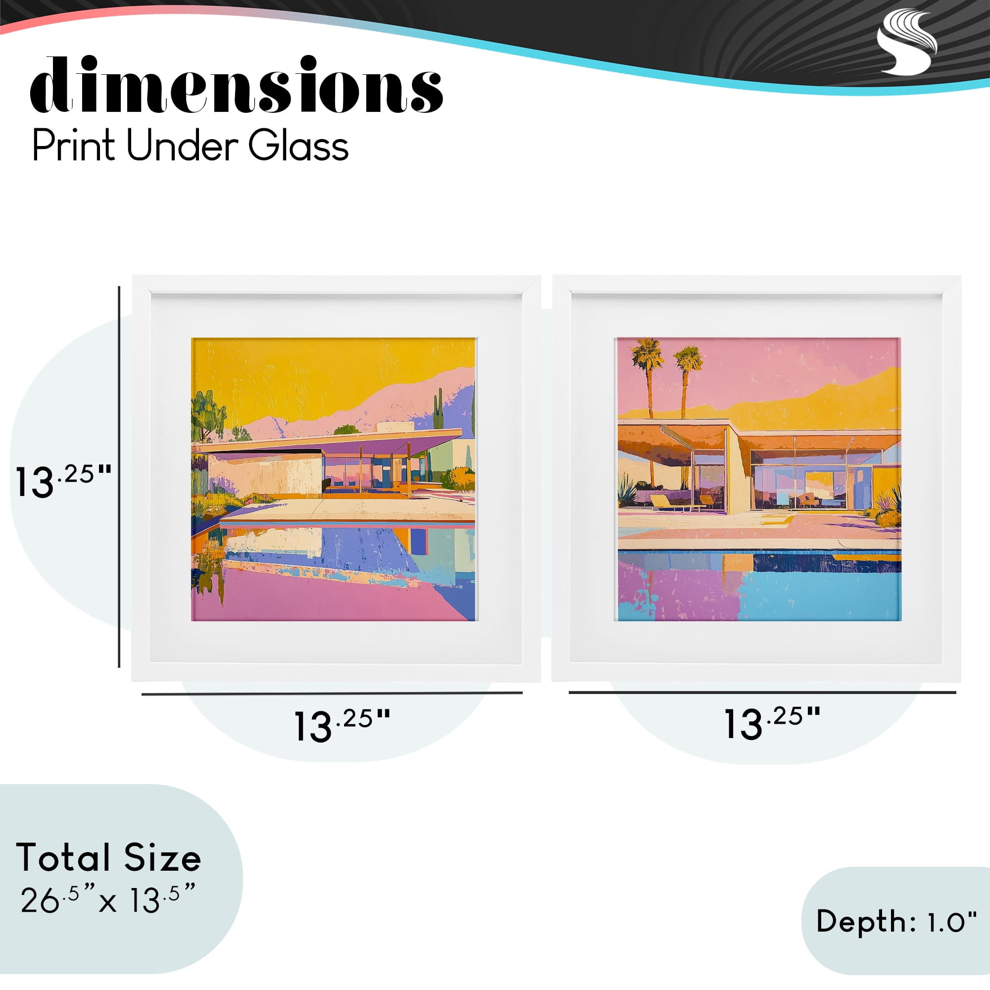 Stupell Industries Case Study Villa 2 Piece White Framed Print Under Glass Set, design by Walker Noble