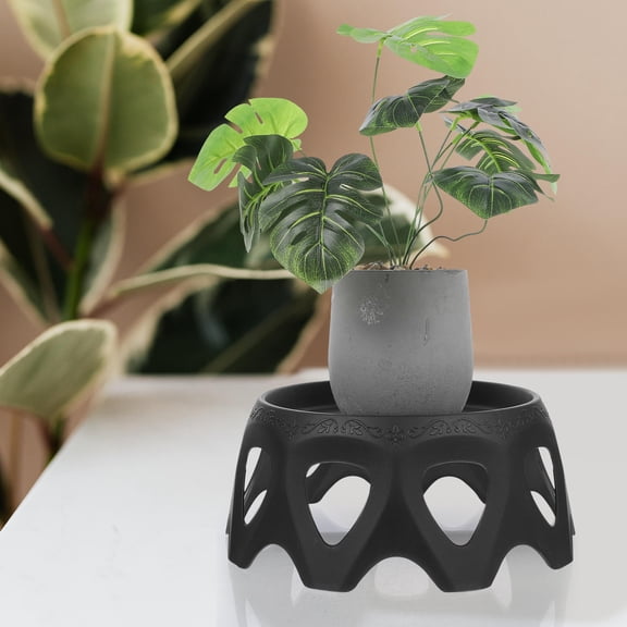 CRILSTYLEO 1Pc Black Flowerpot Storage Holder Hard Material Flower Stand for Indoor Plant Display