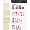 thumbnail image 5 of Hanging Travel Toiletry Bag - Quilted Convenient & Stylish Organizer for Traveling Women, Beige with Browm, 5 of 6