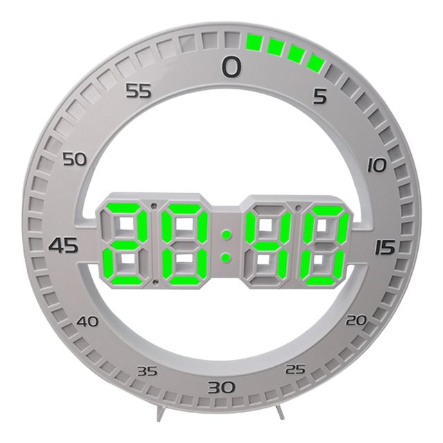 Reloj de pared LED 3D Reloj de pared digital Hogar Dormitorio Sala de estar Resplandor nocturno Ronda Decoración del hogar Reloj de pared Blanco verde Sunnimix Reloj de pared digital