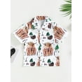 thumbnail image 4 of nvzhuang Western Baby Shirt Romper, Short Sleeve Cow Print Button Up Lapel Bodysuit Newborn Clothes, 4 of 9