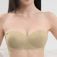thumbnail image 4 of HOMBOM Bras for Women Everyday Soft Cup Lightly Lined Balconette Brassiere Lifting Wireless Beige Spaghetti Straps Bras 32A, 4 of 7