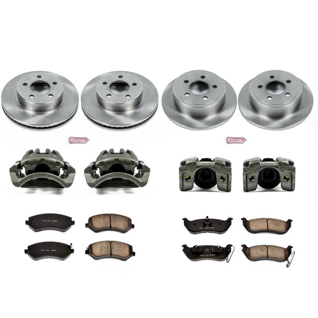 PowerStop Front and Rear Stock Replacement Brake Pad and Rotor Kit with Calipers Fits: JEEP Select Models KCOE2162