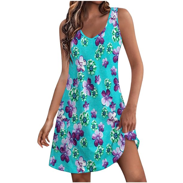 Vestido de Verano para Mujeres Estilo de Bolsillo sin Mangas Cuello en V, Color Sólido Y Cómodo Vestido de Verano Casual