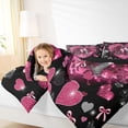 thumbnail image 4 of Homewish Initial A Letter Queen Comforter Set, Kawaii Princess Bowknot Bedding Sets, Romantic Love Heart Reversible Bedding Comforter Set, Breathable Home Decor, 3 Pieces, 4 of 8