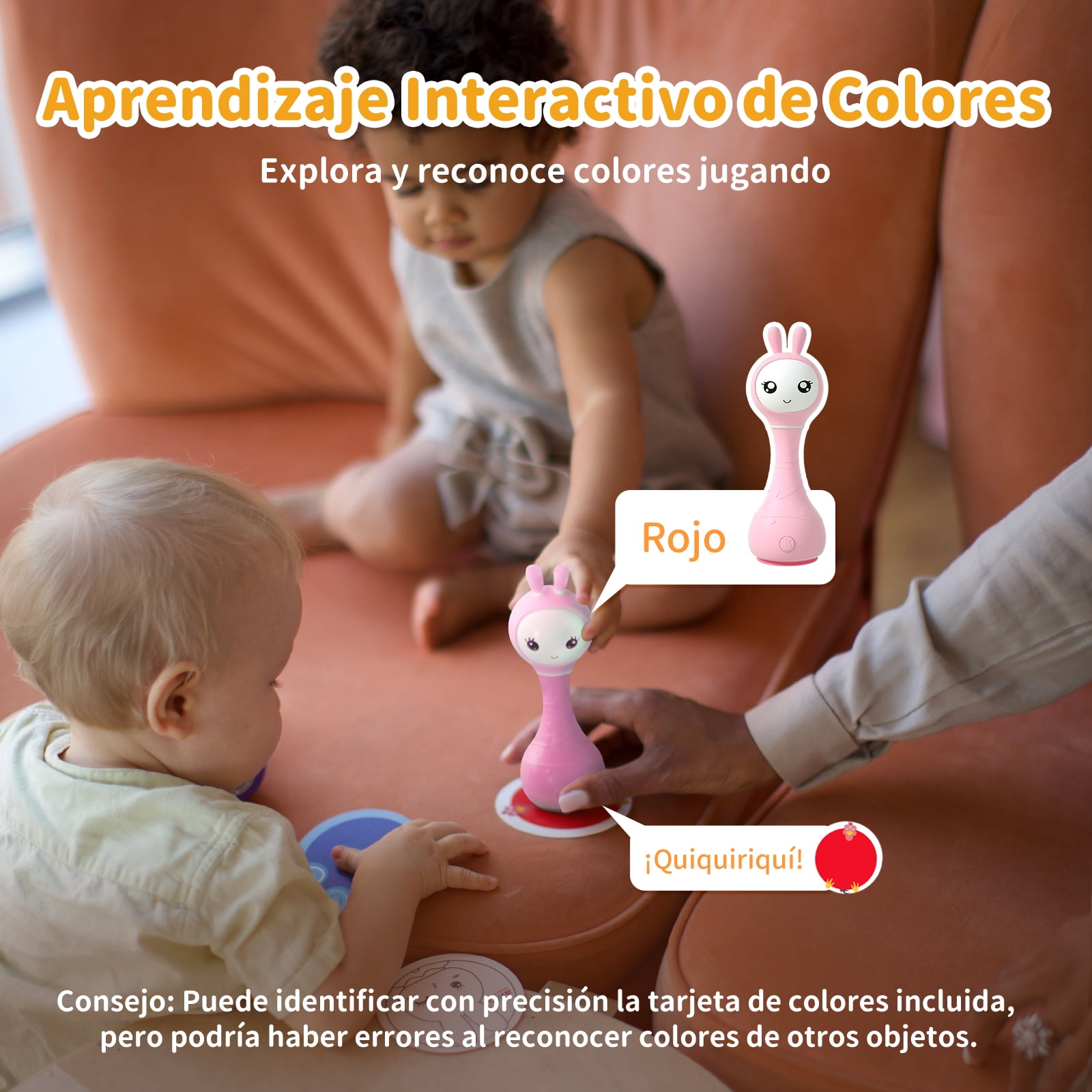 alilo Sonajero Para Bebés 0-12 Meses, Baby Rattle Con Luz, 66 Sonidos, 15 Canciones, 13 Cuentos, 5 Canciones De Cuna, Ruido Blanco, Reconocimiento De Color